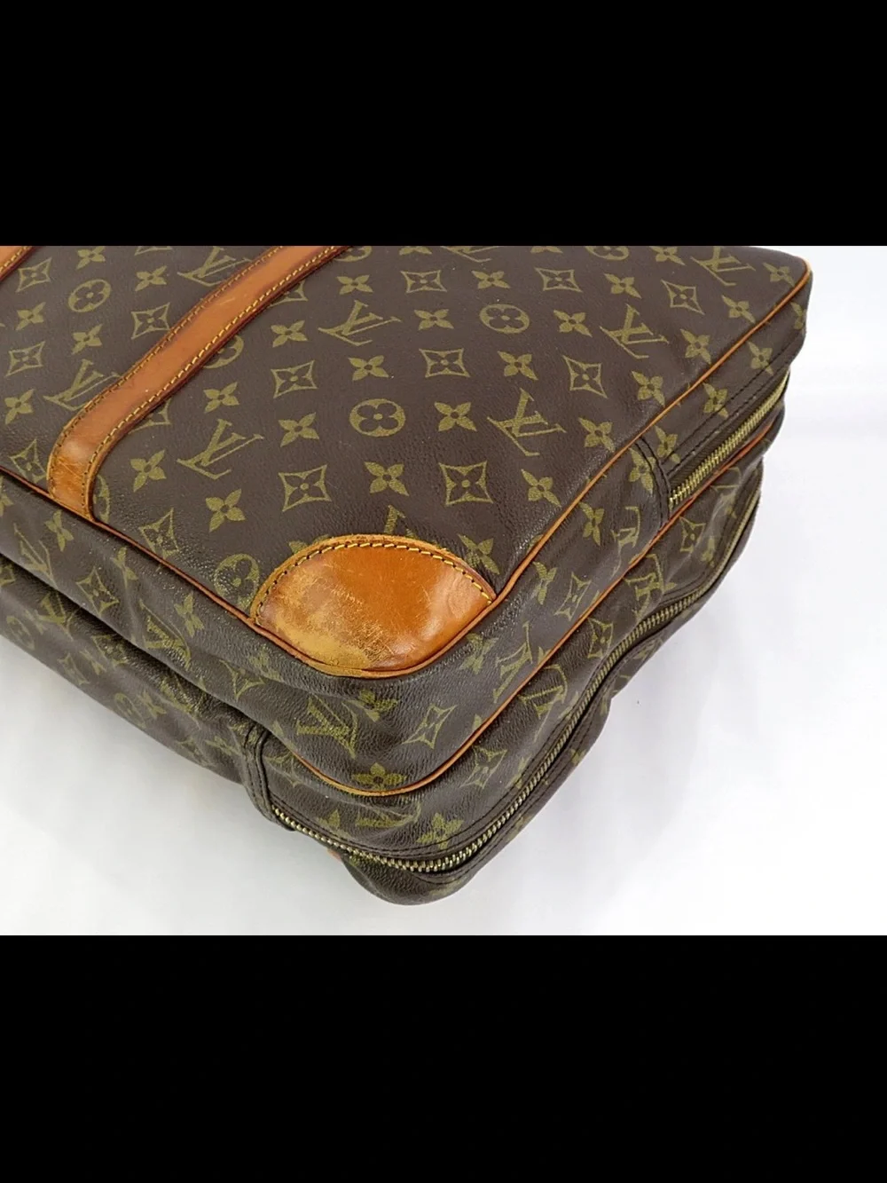 Louis Vuitton Monogram Canvas Briefcase with Tan Leather Trim
